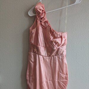 Satin Rose Pink Off the Shoulder Dress Size 2